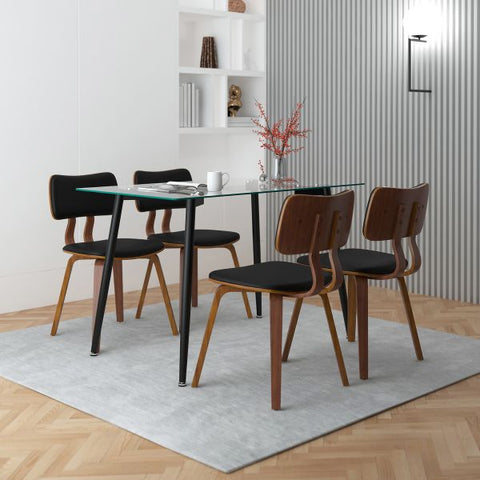 Abbot/Zuni 5pc Dining Set in Black with Black Faux Leather Chair