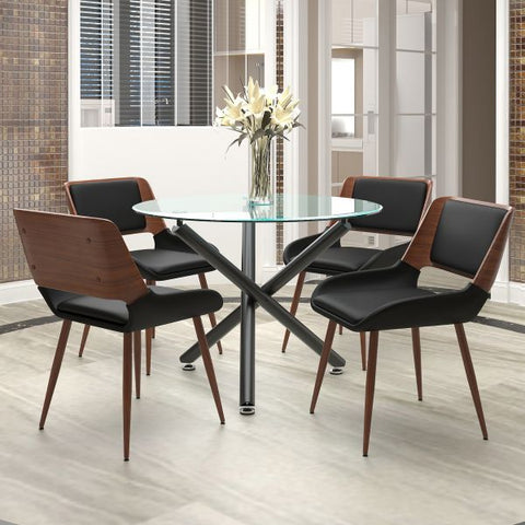 Suzette/Hudson 5pc Dining Set in Black with Black Chair