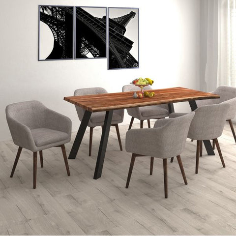 Virag/Minto 7pc Dining Set in Natural with Beige Chair