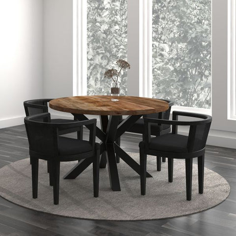 Arhan/Odin 5pc Dining Set in Natural with Charcoal Chair