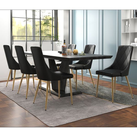 Eclipse/Antoine 7pc Dining Set in Black with Black Chair