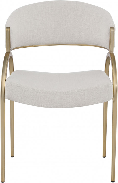 Monet Gold Linen Textured Dining Chair - Beige