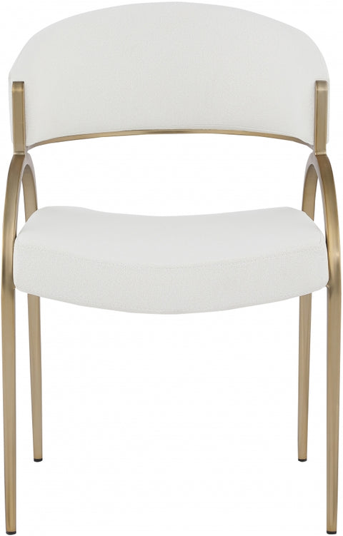 Monet Gold  Linen Textured Dining Chair - Cream