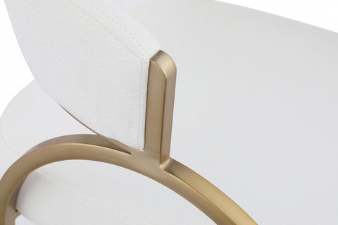 Monet Gold  Linen Textured Dining Chair - Cream