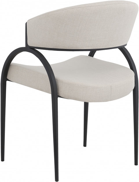 Kara Linen Textured Dining Chair - Beige
