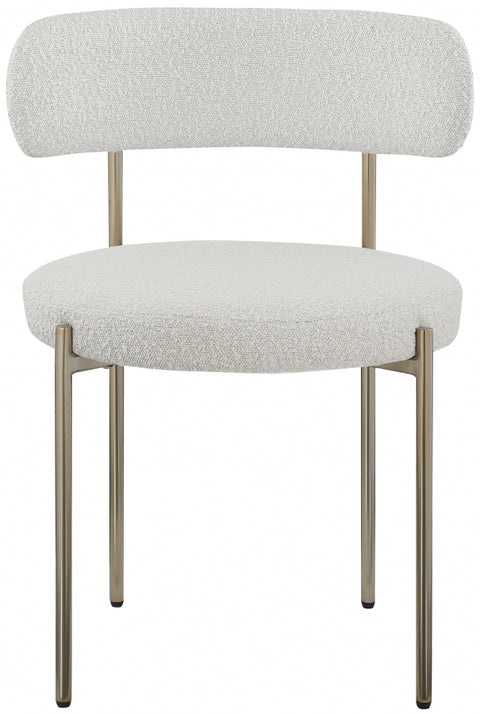 Ronda Boucle Fabric Dining Chair Brushed Brass - Cream