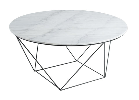 Valencia Round Coffee Table - White Marble/Black Matte