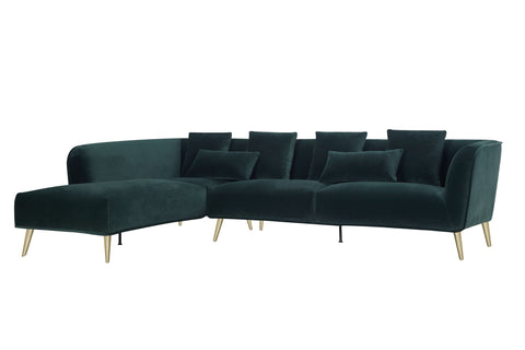 Maja Velvet Sectional - Emerald Green