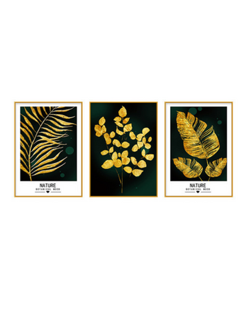 Palma II  Set of 3 Alloy Matt - Golden Frame Wall Art