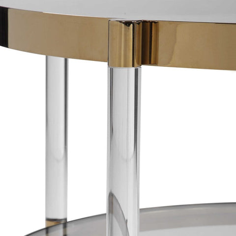 Darren End Table - Gold with acrylic legs