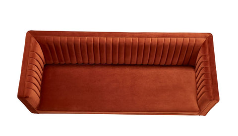 LUIGI Mid Century Velvet Sofa - Rust
