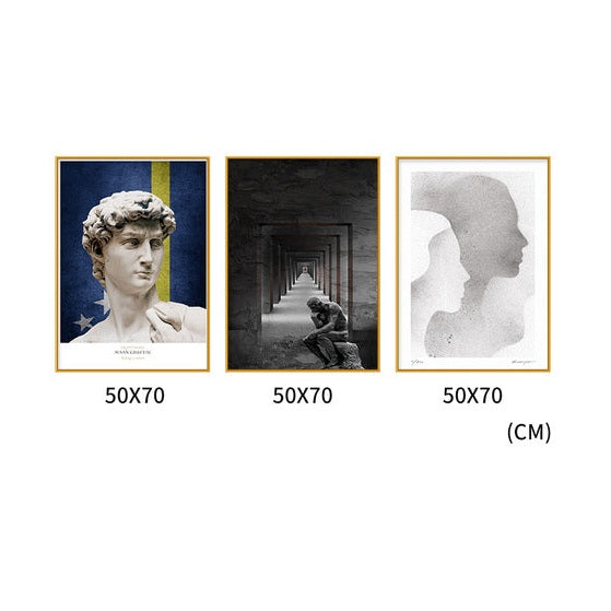Noble Set of 3 Alloy Matt - Golden Frame Wall Art