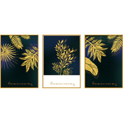 Golden Foliage  Set of 3 Alloy Matt - Golden Frame Wall Art