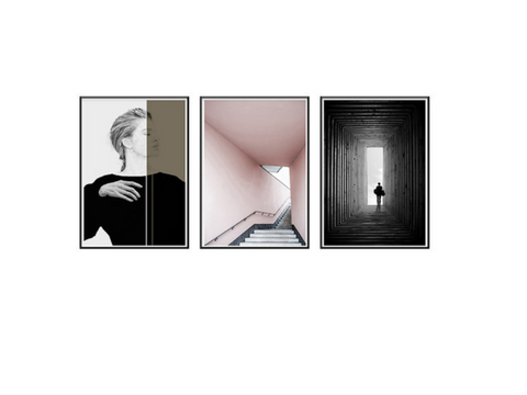 Vogue Set of 3 Alloy Matt - Black Frame Wall Art