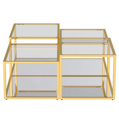 Casini 4pc Multi-Tier Coffee Table Set in Gold