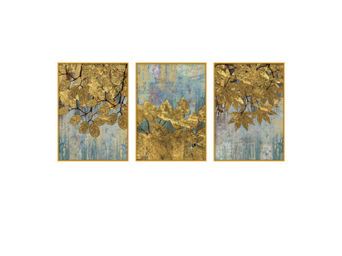 Old Vienna  Set of 3 Alloy Matt - Golden Frame Wall Art