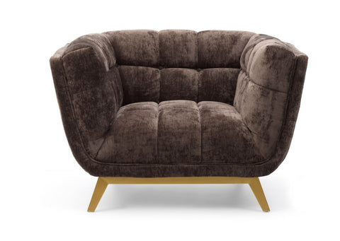 Yaletown Mid Century Accent Chair - Mocha Crushed Velvet