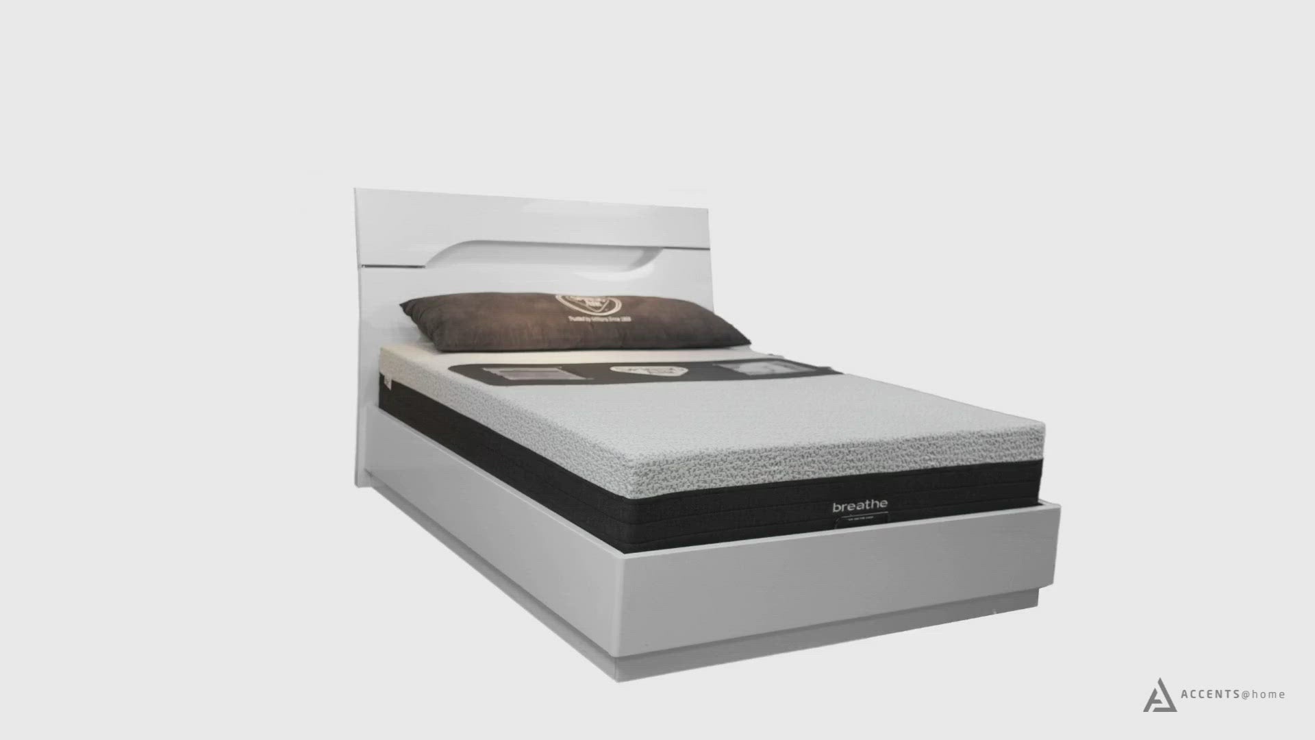 Load video: Zoe White Glossy King Storage Bed