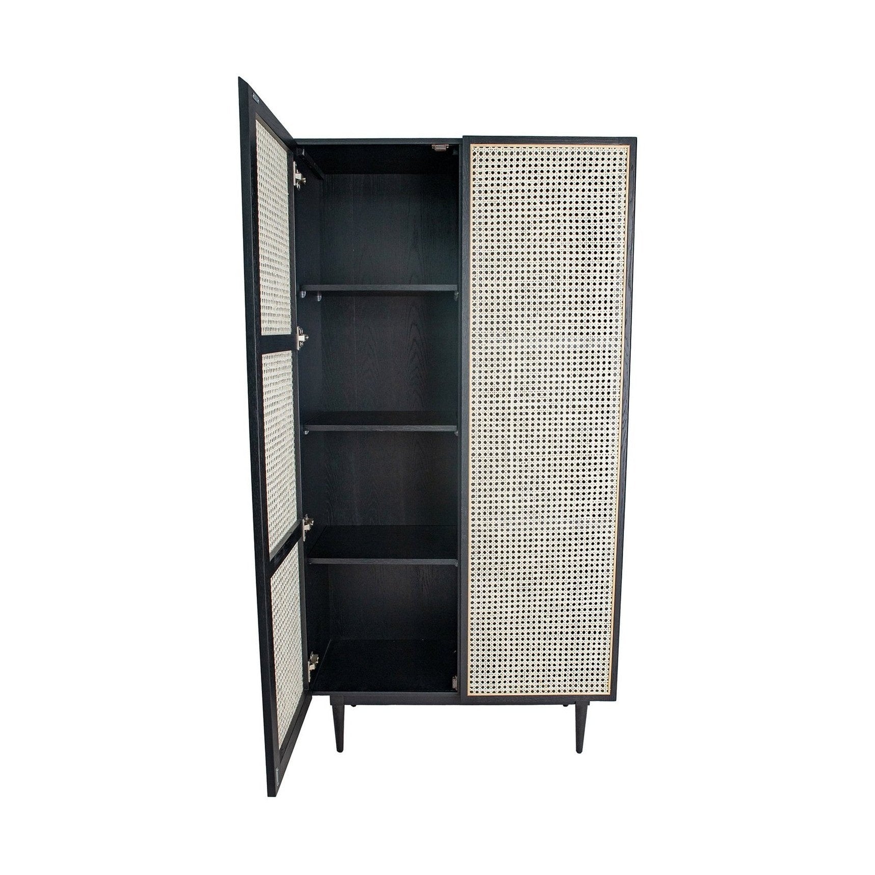 Floor Model Cane Bookcase With Full Doors