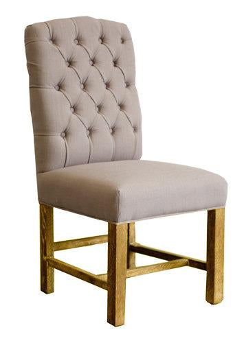 York Dining Chair - Flax Linen & Natural Legs