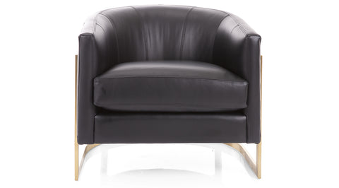 Aries Chair Genuine Leather - Navy Black - Made In Canada