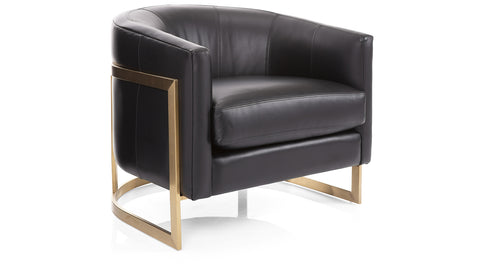 Aries Chair Genuine Leather - Navy Black - Made In Canada
