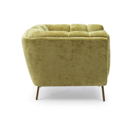 Yaletown Mid Century Accent Chair - Lime Crushed Velvet