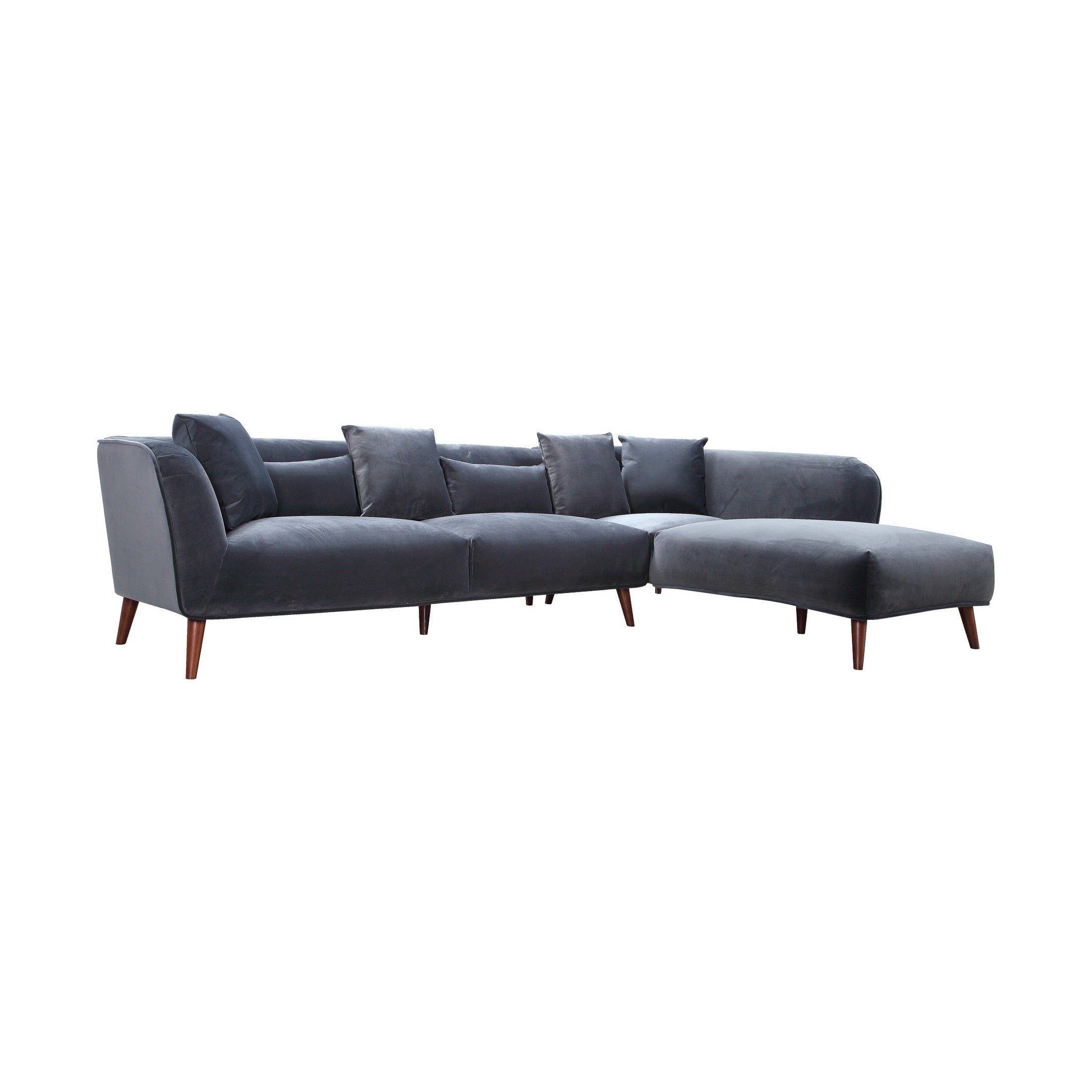 Maja Velvet Sectional - Grey (5349674647705)