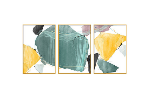Marina Set of 3 Alloy Matt - Golden Frame Wall Art