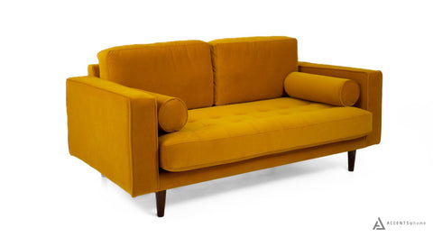 Robbie Velvet Loveseat - Mustard