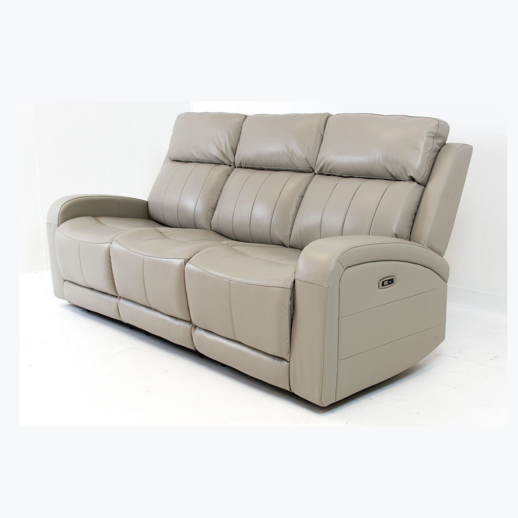 Carrara Genuine Leather  Power Reclining Sofa - Cloudy