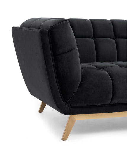 Yaletown Mid Century Accent Loveseat - Velvet Black