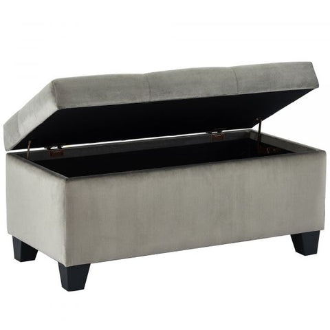 Sally Rectangular Storage Ottoman in Grey