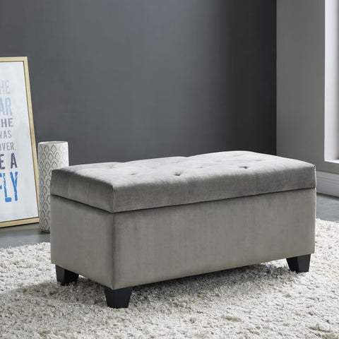 Sally Rectangular Storage Ottoman in Grey