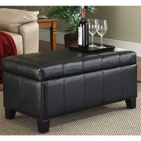 Bella Rectangular Storage Ottoman - Black