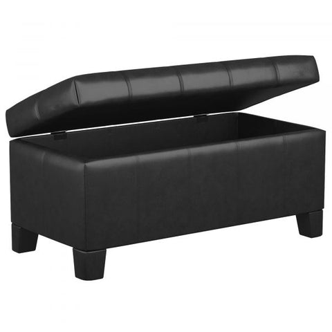 Bella Rectangular Storage Ottoman - Black