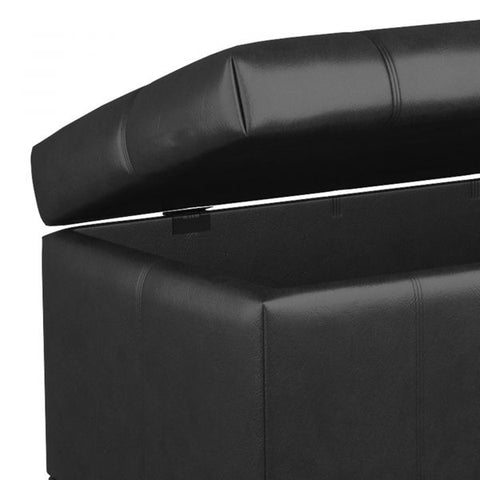 Bella Rectangular Storage Ottoman - Black