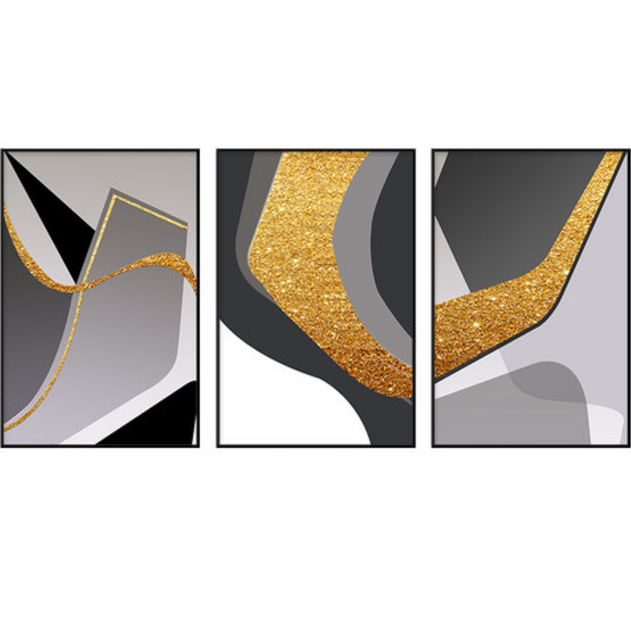 Fusion Set of 3 Alloy Matt - Black Frame Wall Art