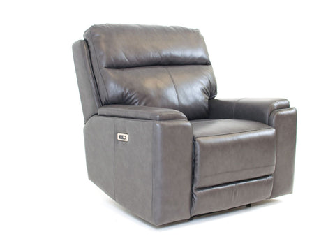 FLOOR MODEL Genova Genuine Leather Power Reclining Chair - Dark Grey