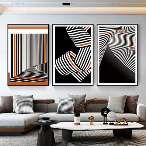 City Living Set of 3 Alloy Matt - Black Frame Wall Art