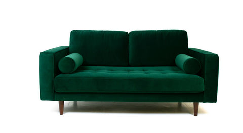 Robbie Velvet Loveseat - Emerald Green