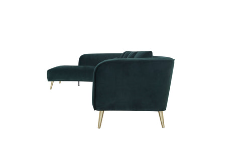 Maja Velvet Sectional - Emerald Green