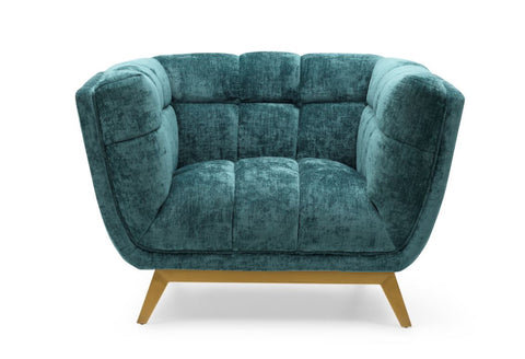 Yaletown Mid Century Accent Chair - Pine Crushed Velvet