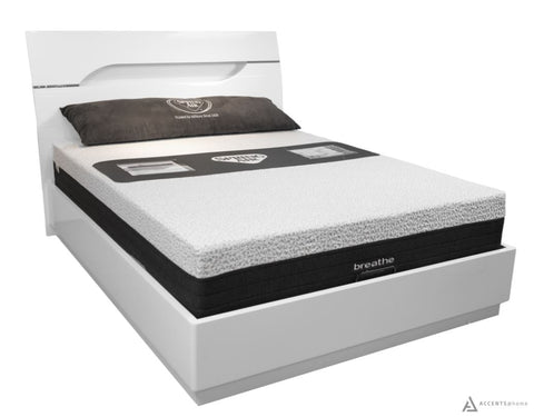 Zoe Glossy White Queen Storage Bed