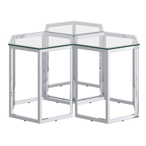 Fleur 3pc Accent Table Set in Silver