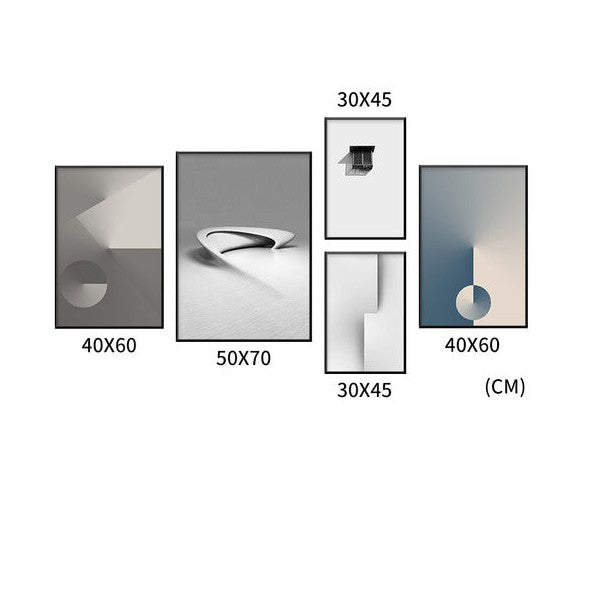 London Set of 5 Alloy Matt - Black Frame Wall Art