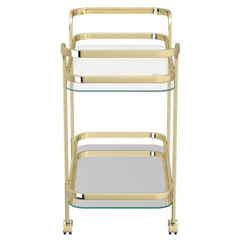 Zedd 2-Tier Bar Cart in Brass