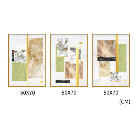 Eternal Glass Golden Leaf  Set of 3 - Golden Frame Wall Art