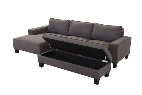FLOOR MODEL Alberto Left  Chaise Sectional With Storage Ottoman - Gray
