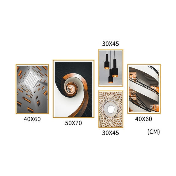 Tribeca Set of 5 Alloy Matt - Golden Frame Wall Art